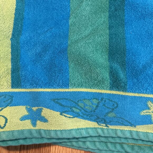 Vtg Cecil Saydah Beach Towels Set of 3 Colorful Patterns Stripes 63x33” Turtle - Picture 2 of 6